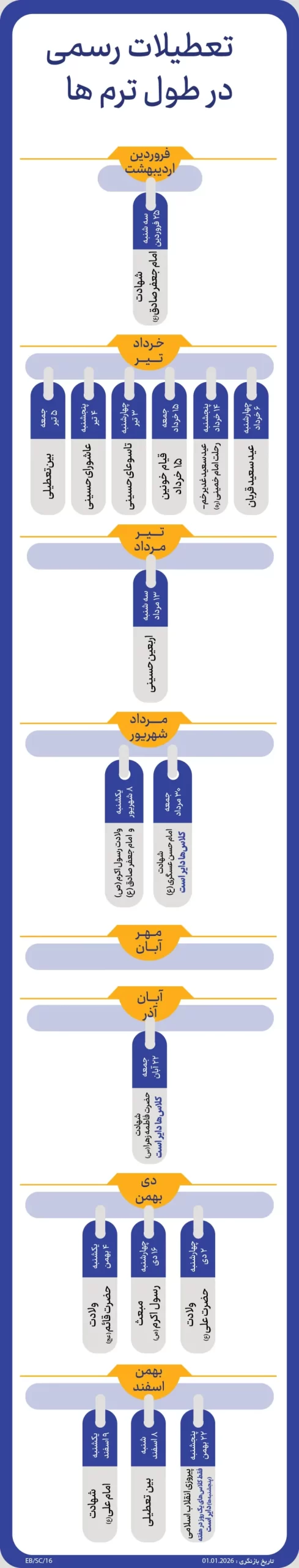 تعطیلات رسمی در موسسه زبان سفیر گفتمان